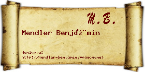 Mendler Benjámin névjegykártya